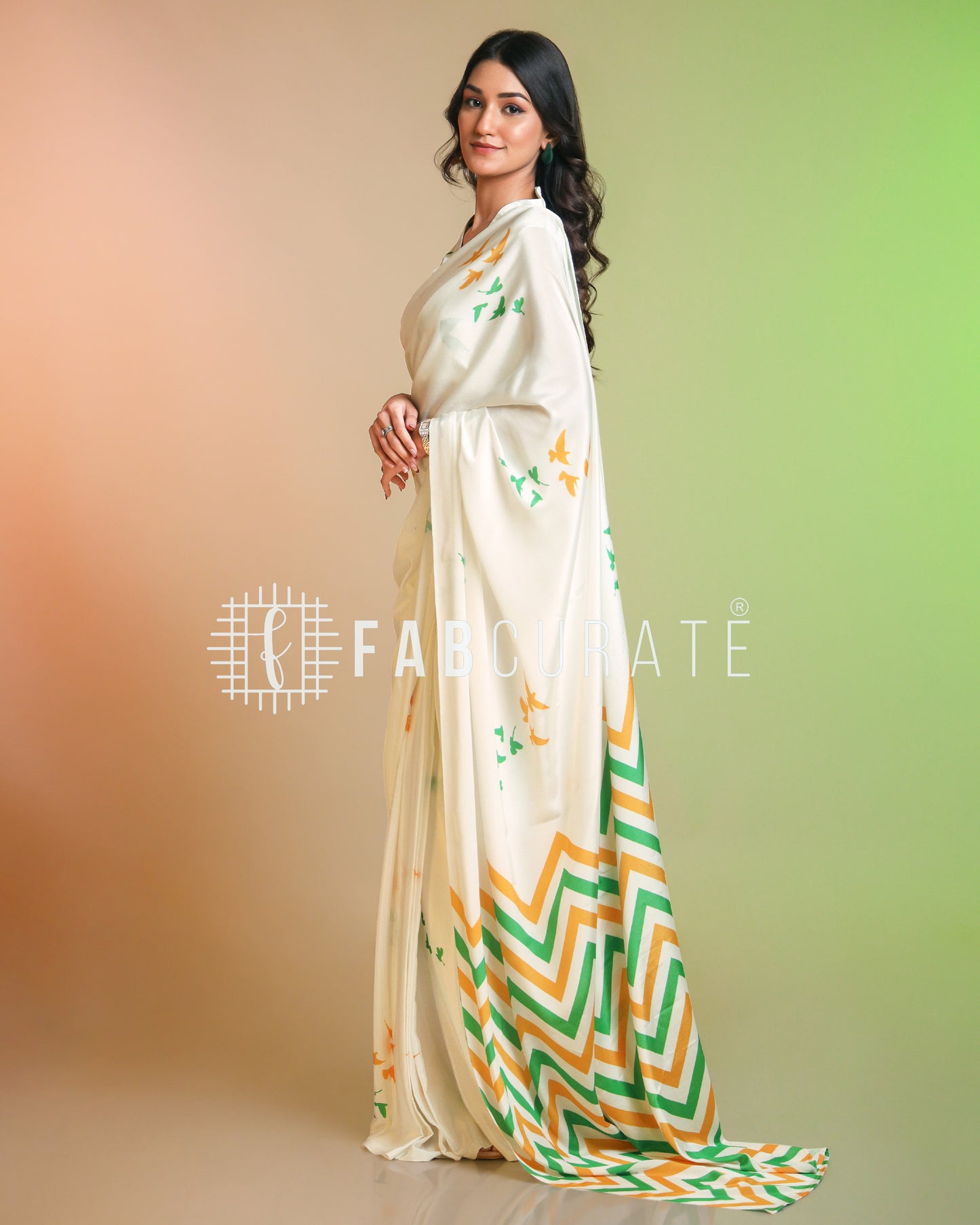 Vande Mataram Vibes Elegant Tri - Color Saree - Special Day Collection
