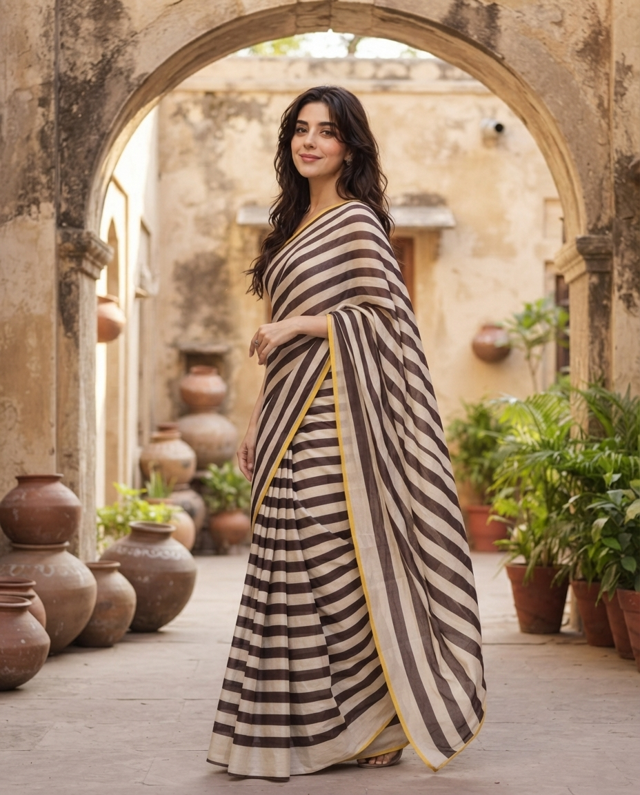 Wear And Wow Catalog | Export Quality Striped Saree