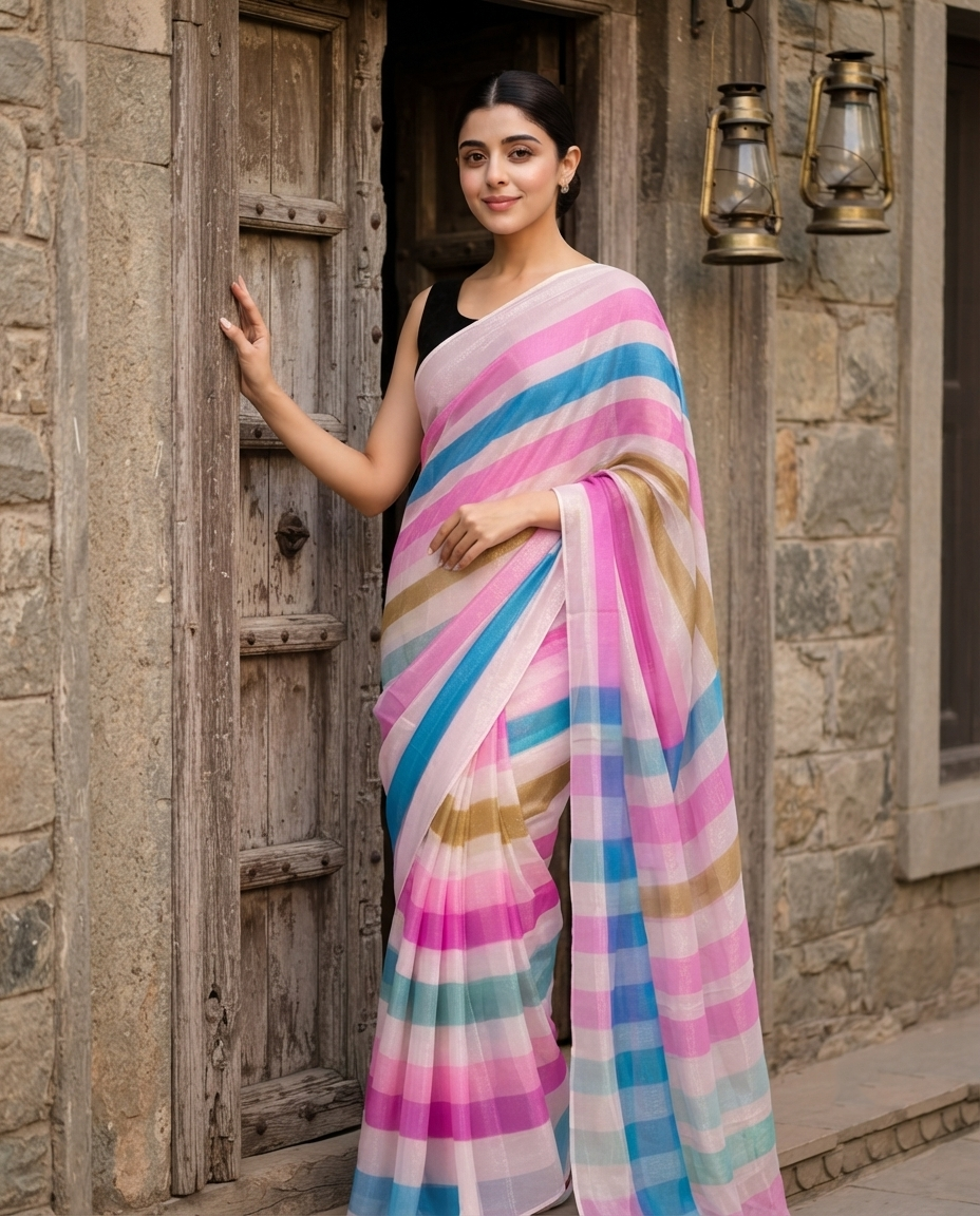 Wear And Wow Catalog | Export Quality Striped Saree