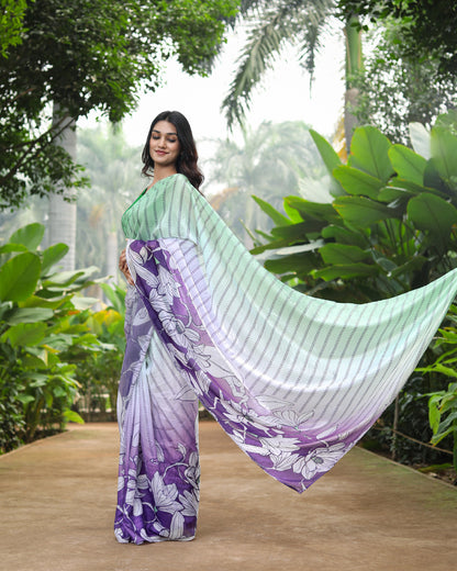 Mint Ombre Floral Saree – 2026 ka Fresh Viral Look