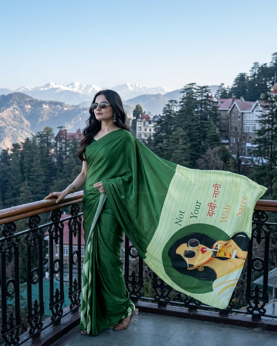 Bold Quote Graphic Saree for Confident Modern Women🔥