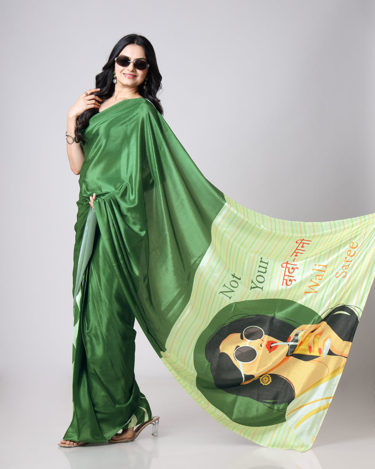 Bold Quote Graphic Saree for Confident Modern Women🔥