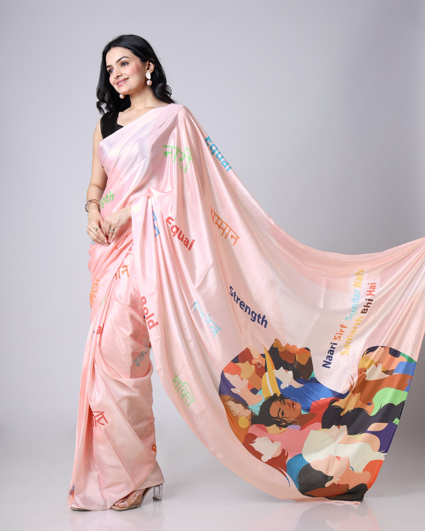 Her Strength, Her Story Typography Quirky Saree With Bold Messages