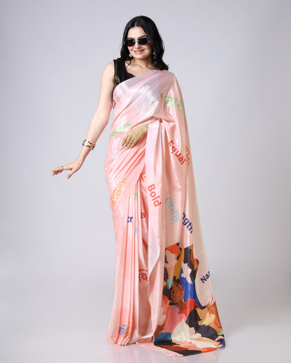 Her Strength, Her Story Typography Quirky Saree With Bold Messages