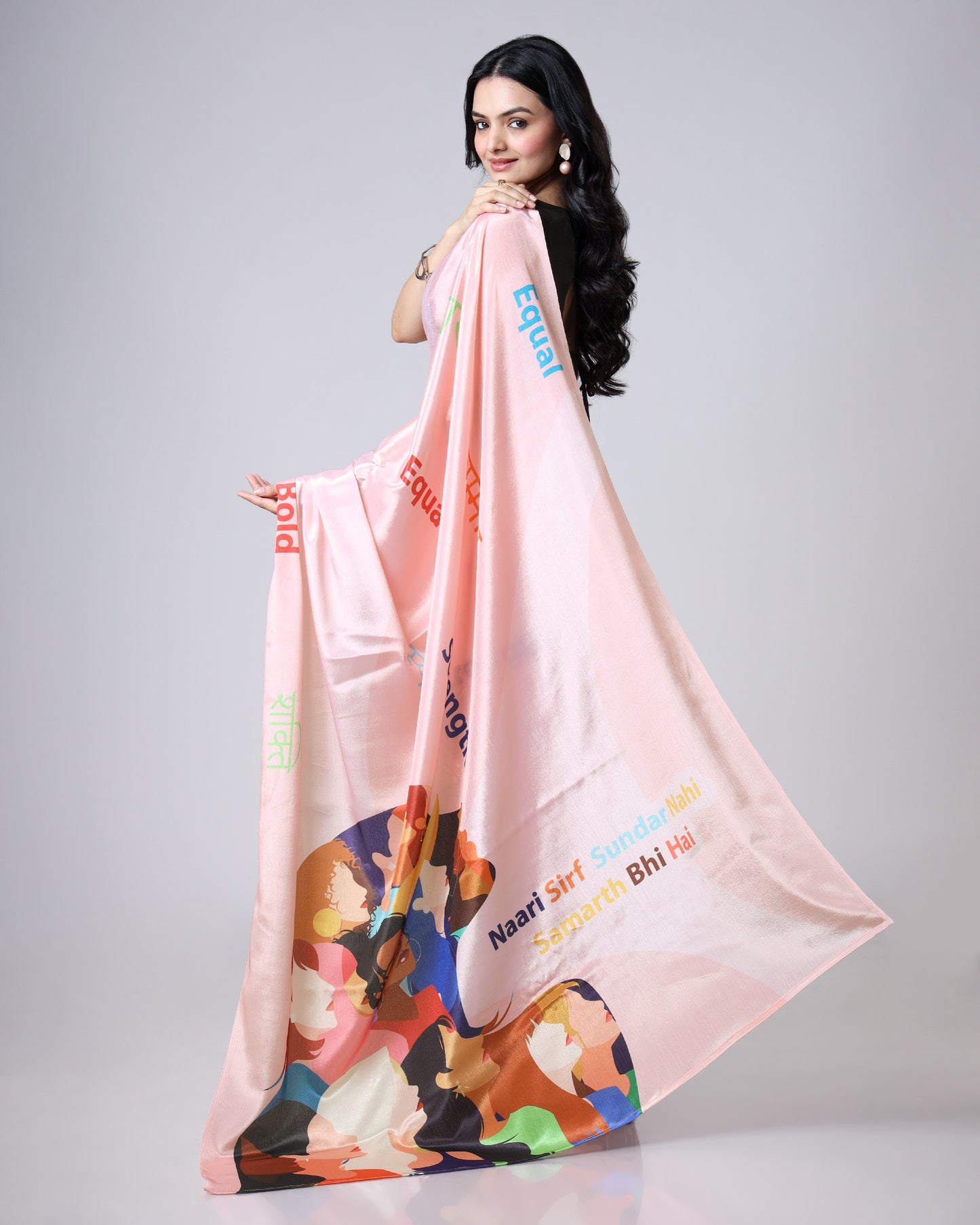 Her Strength, Her Story Typography Quirky Saree With Bold Messages