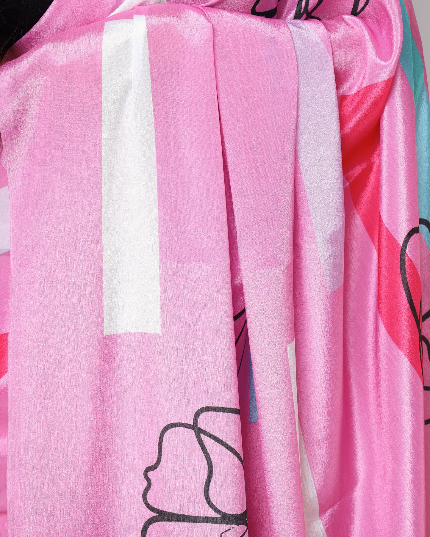 Pastel Pink Abstract Floral Satin Saree for Soft Glam Looks🌸