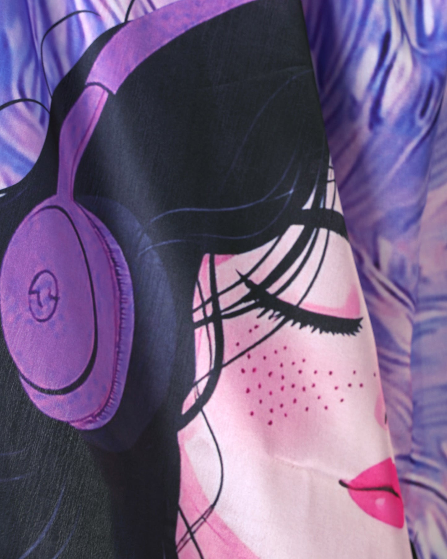 Gen Z Mood Graphic Saree with Artistic Girl Illustration💜