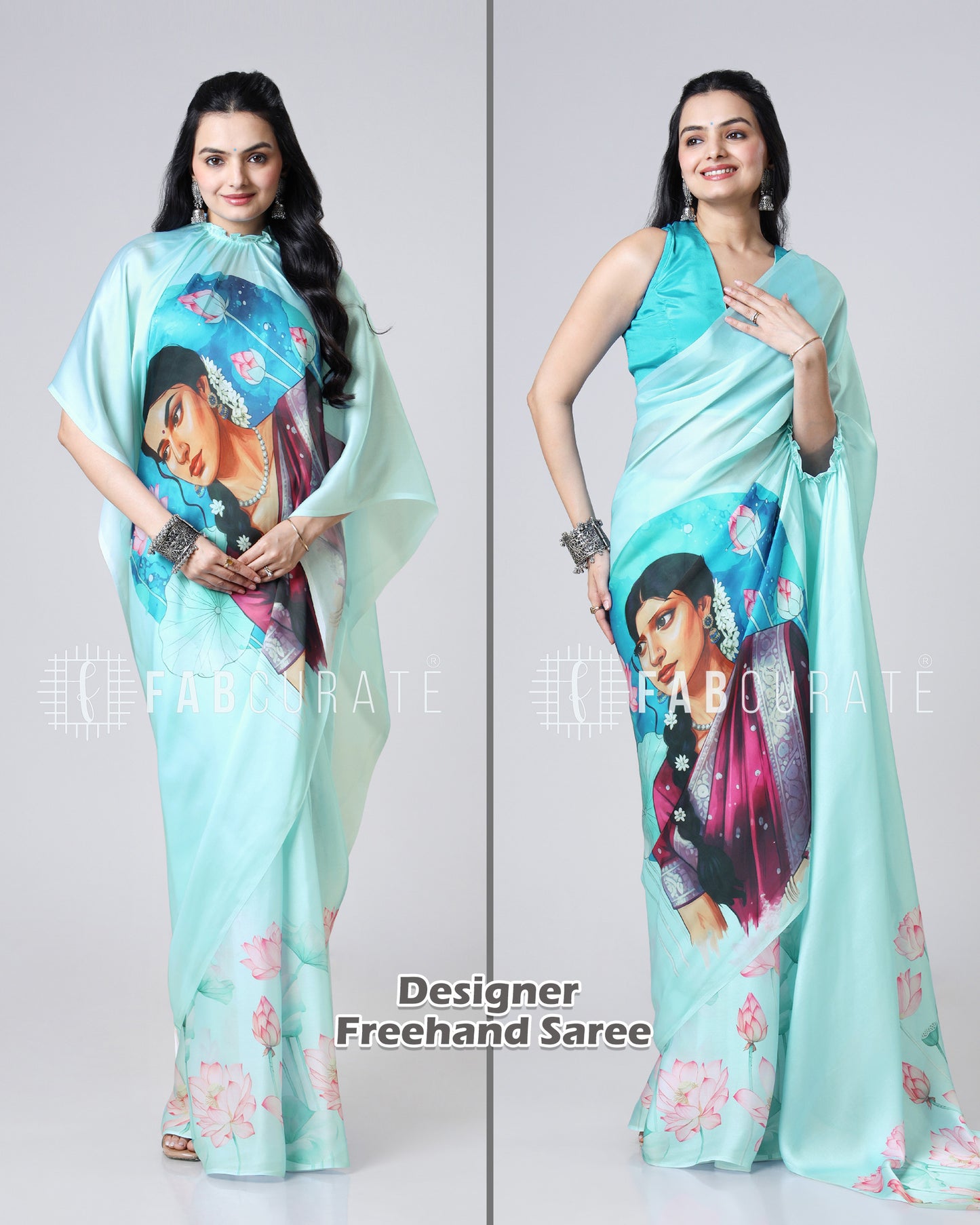 QuirkNari Artistic Freehand Saree
