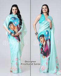 QuirkNari Artistic Freehand Saree