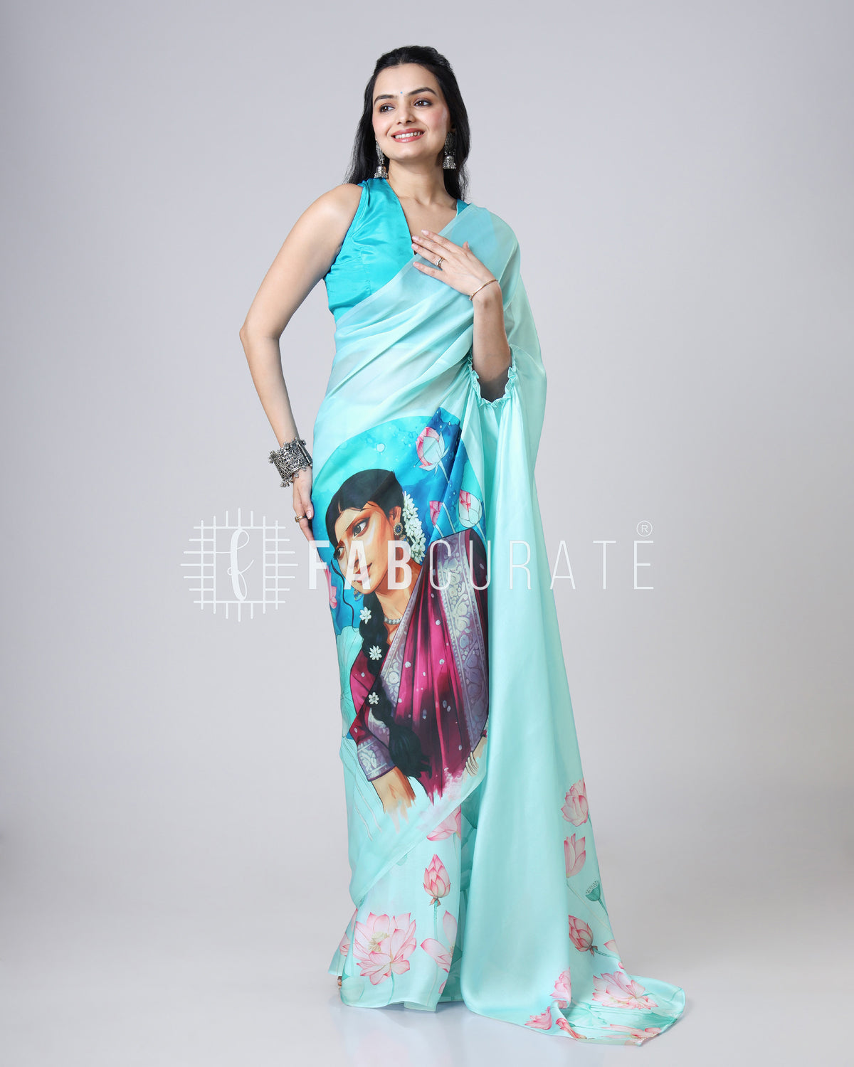 QuirkNari Artistic Freehand Saree