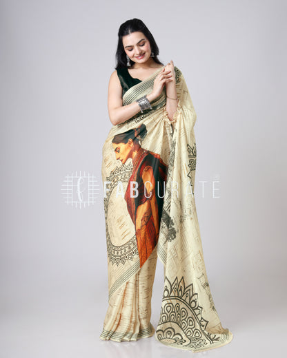 Vintage NariVerse Freehand Designer Saree
