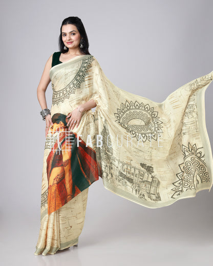 Vintage NariVerse Freehand Designer Saree