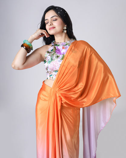 Instari 2.0 - Hyper Viral Ombre Pre-Draped Fusion Fit Skirt Saree For Mordel Divas