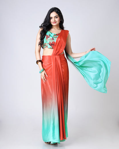 Instari 2.0 - Signature Era Ombre Pre-Draped Fusion Fit Skirt Saree For Timeless Beauties