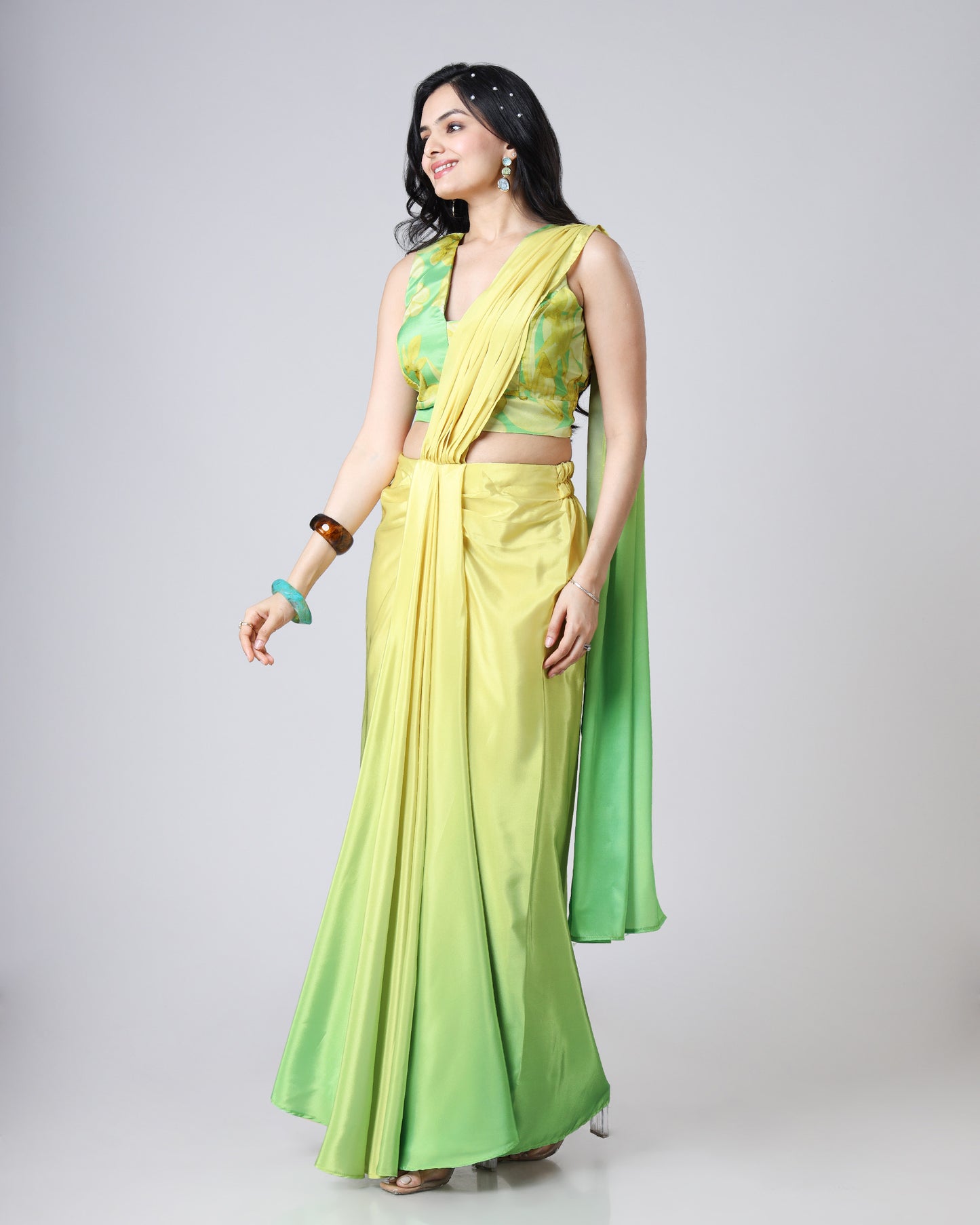 Instari 2.0 - Trendsetters Ombre Pre-Draped Fusion Fit Skirt Saree For Instant Glam