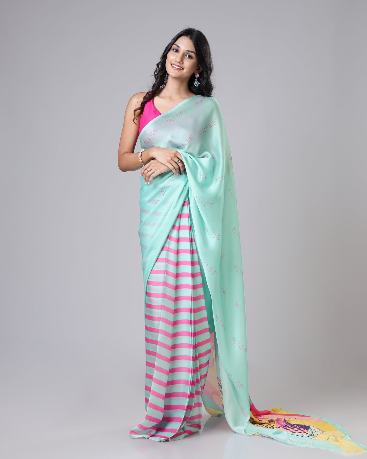 Aqua Leopard Saree - Soft bhi, Savage bhi
