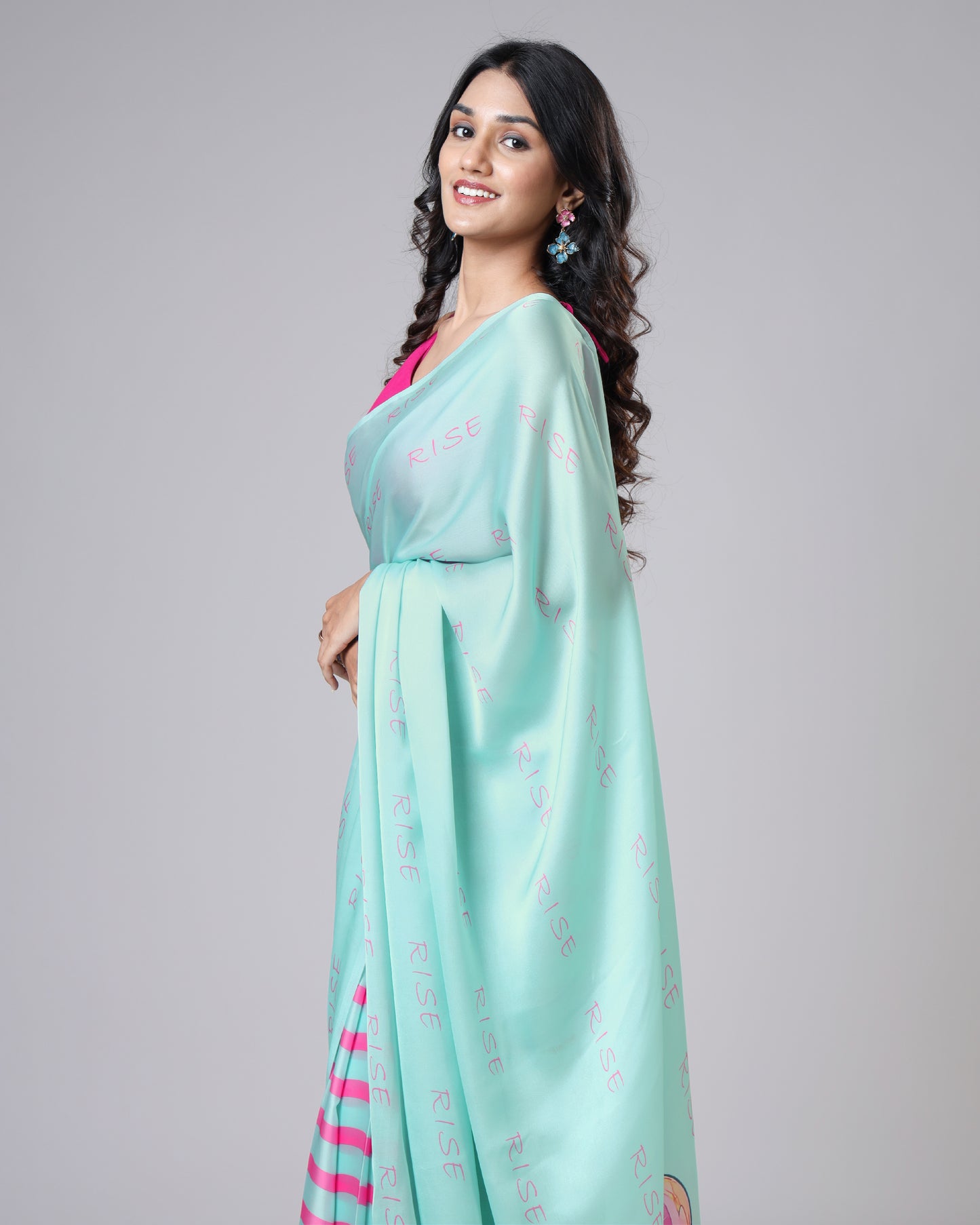 Aqua Leopard Saree - Soft bhi, Savage bhi