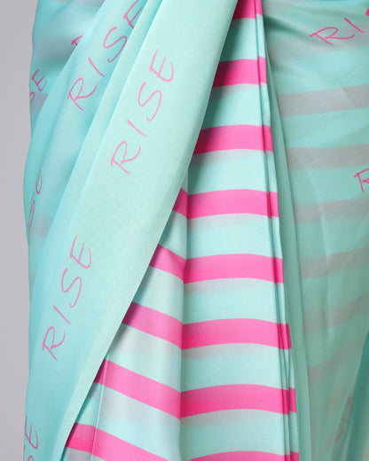 Aqua Leopard Saree - Soft bhi, Savage bhi