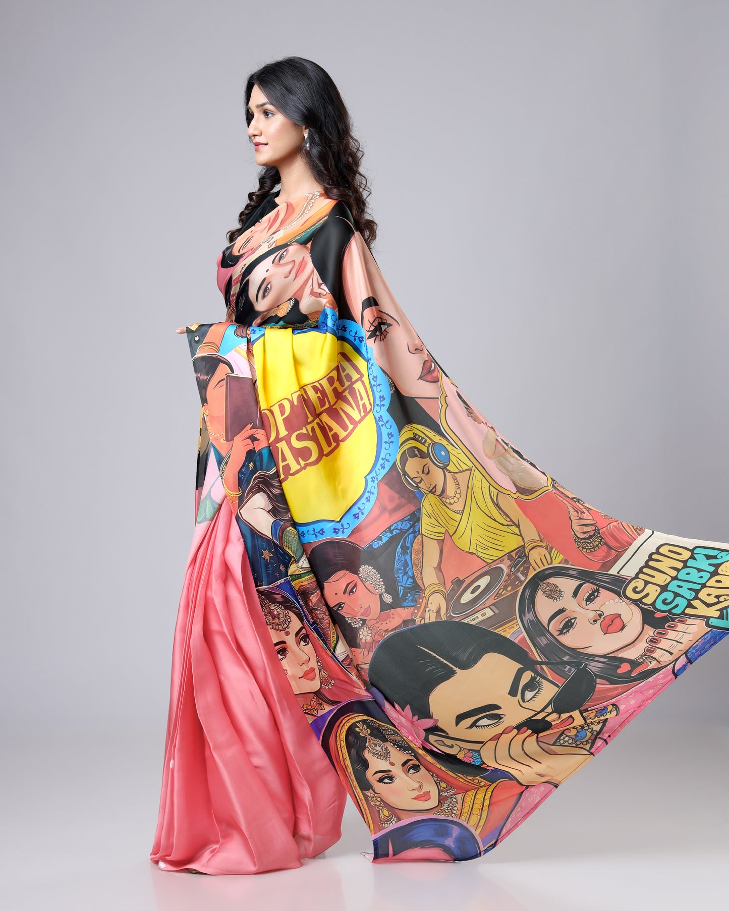 Pop Art Drama Saree - Full loud, full main character energy