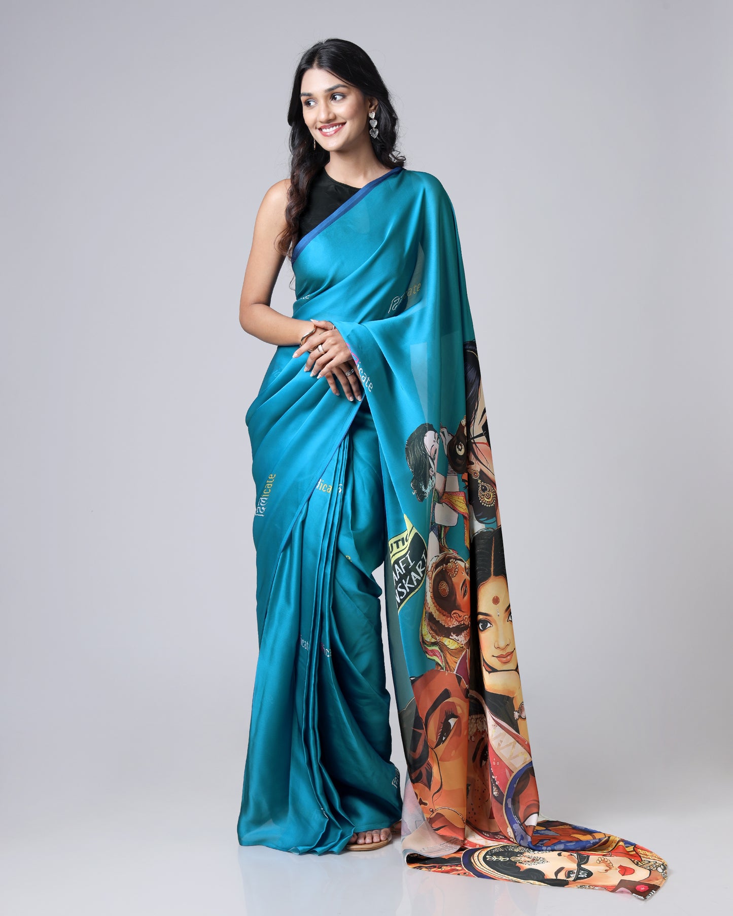 Teal Story Saree - Har drape mein ek bold kahaani