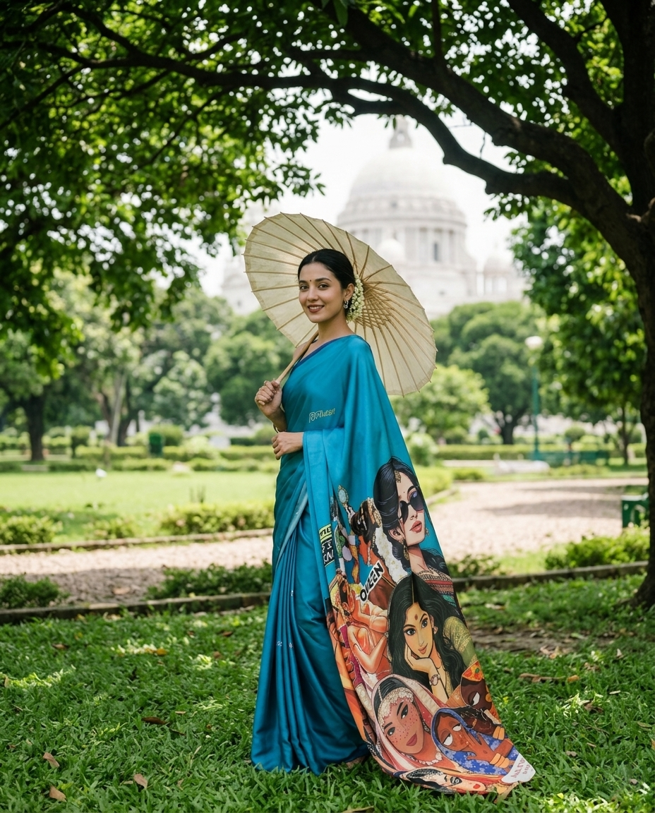 Teal Story Saree - Har drape mein ek bold kahaani