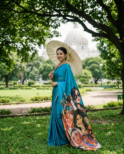 Teal Story Saree - Har drape mein ek bold kahaani