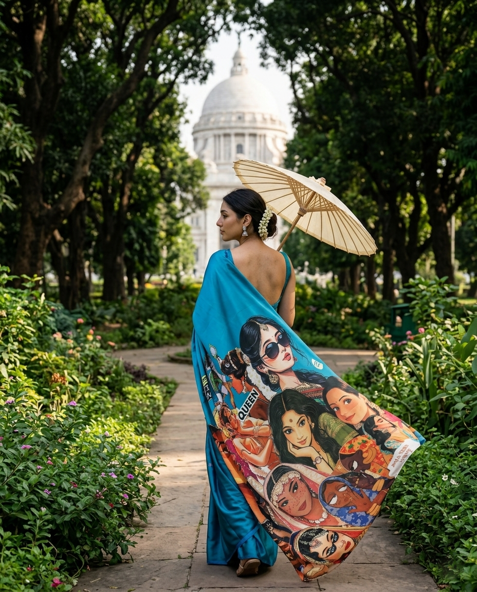 Teal Story Saree - Har drape mein ek bold kahaani