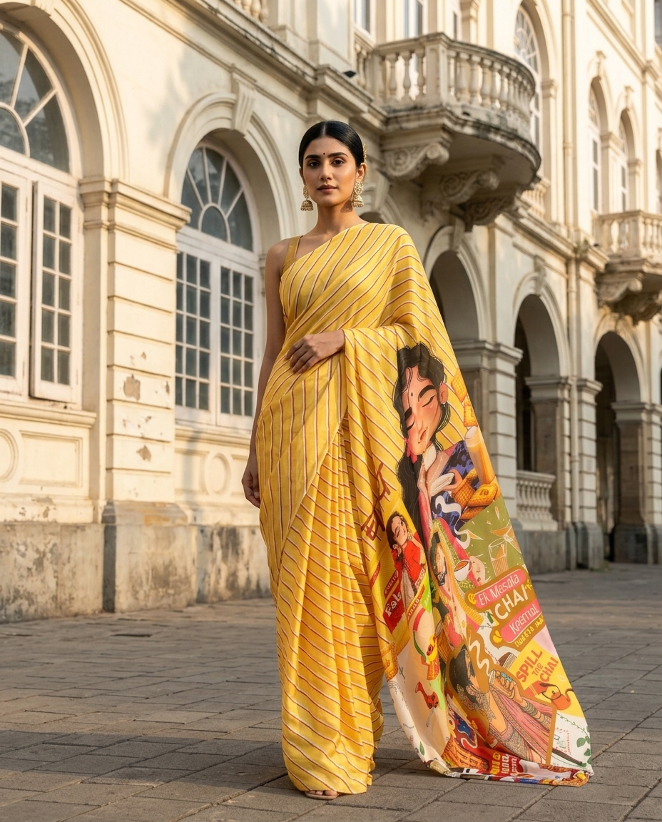 Sunshine Comic Saree - Fun, filmy aur thoda hatke