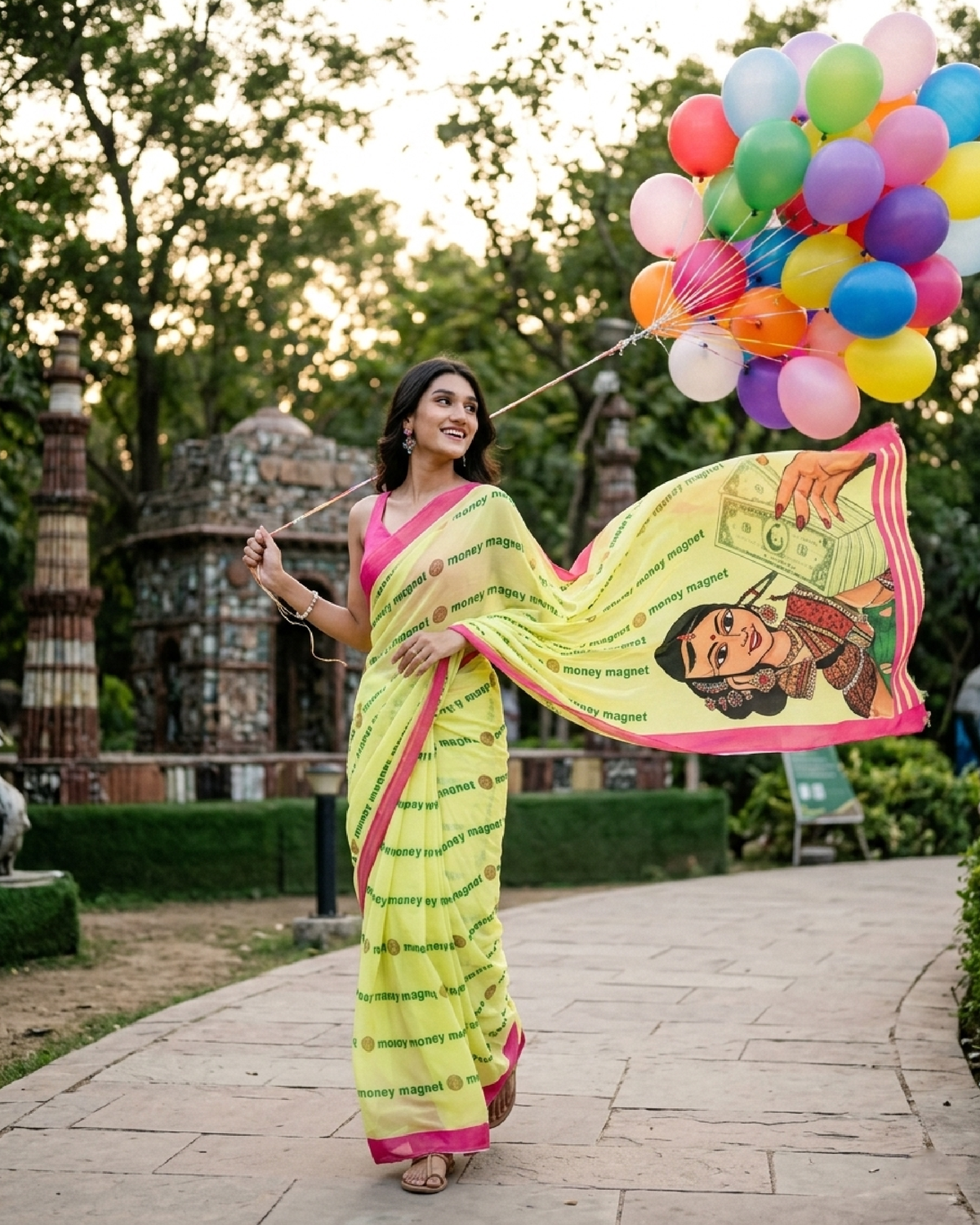 💸 नोटों वाली नारी Saree – Desi Swag Edition