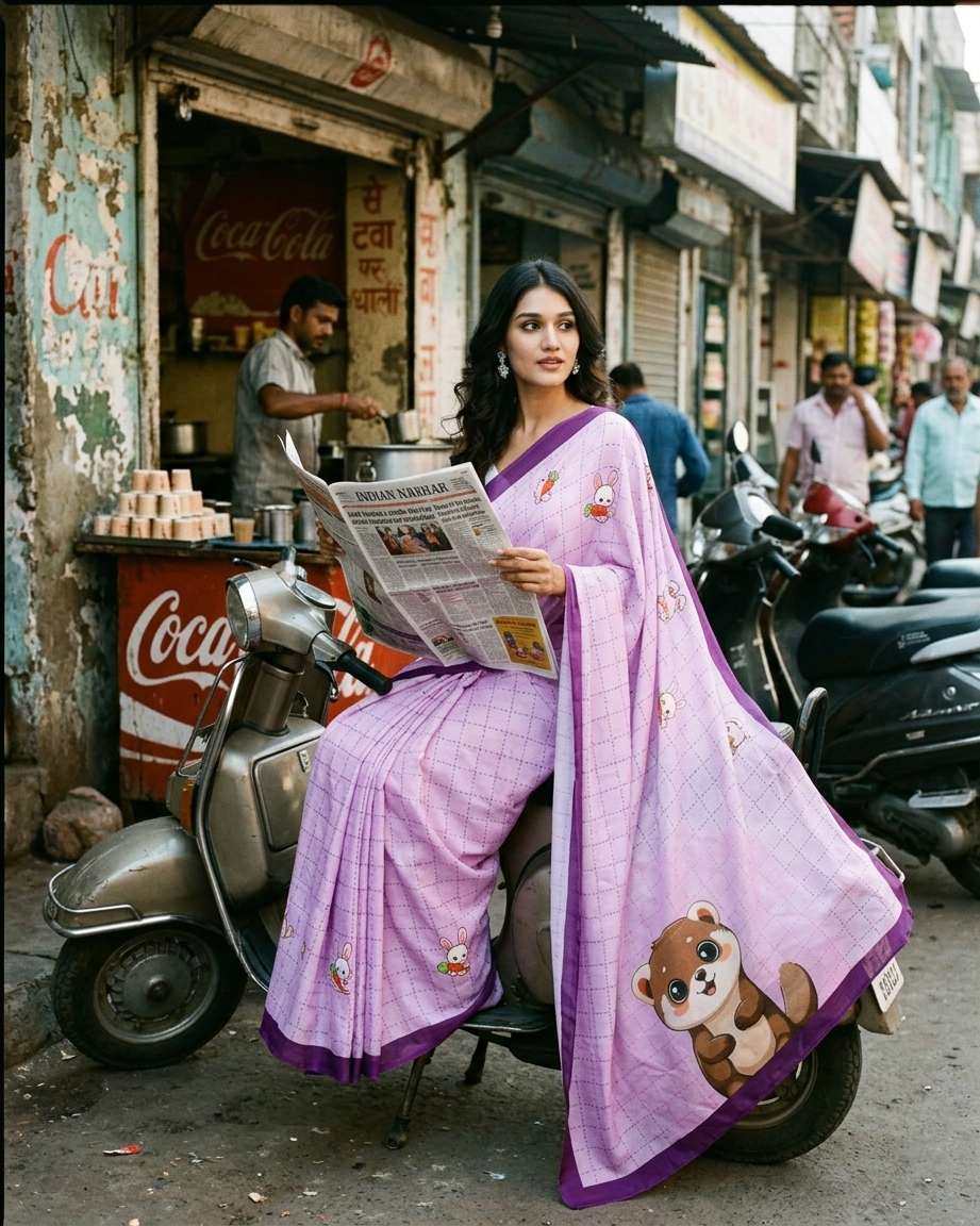 🐰 Thodi Cute Thodi Cool Saree – Gen Z Style