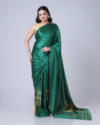 Golden Deer Motif Gold Foil Edition Premium Saree ??