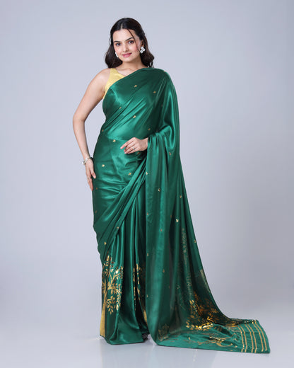 Golden Deer Motif Gold Foil Edition Premium Saree ??