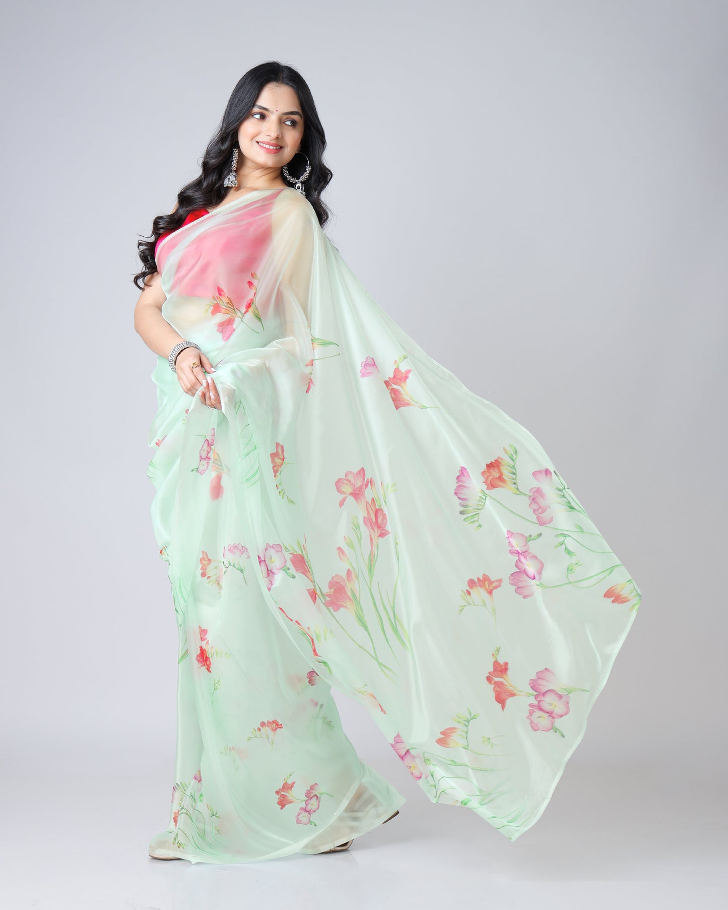 Bloosom Floral Lightweight Organza Flowing And Flirty Saree