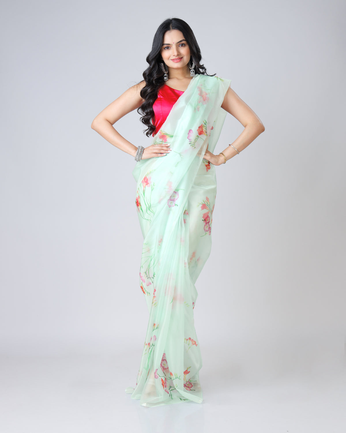 Bloosom Floral Lightweight Organza Flowing And Flirty Saree