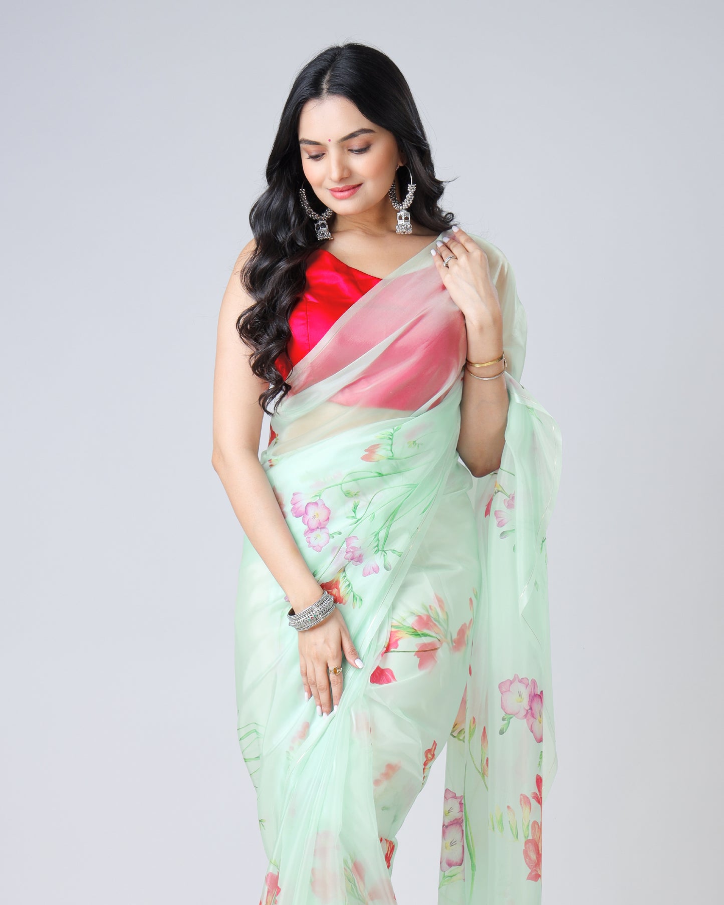 Bloosom Floral Lightweight Organza Flowing And Flirty Saree