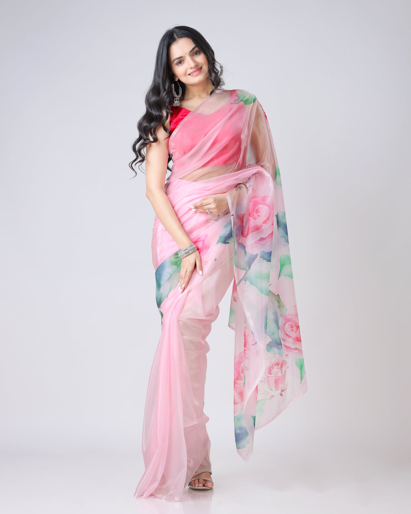 Rose Romance Lightweight Organza Showstopper Saree