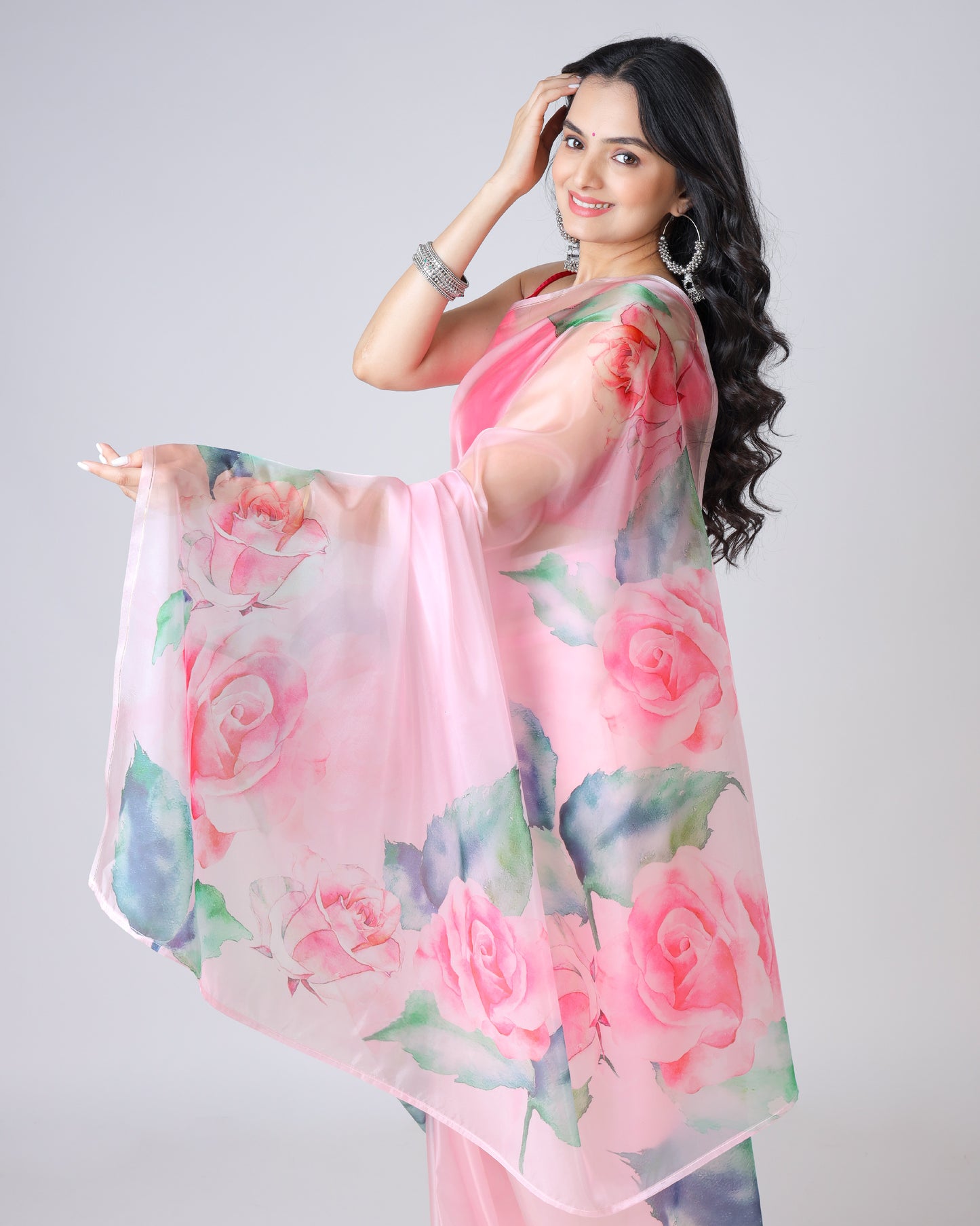 Rose Romance Lightweight Organza Showstopper Saree