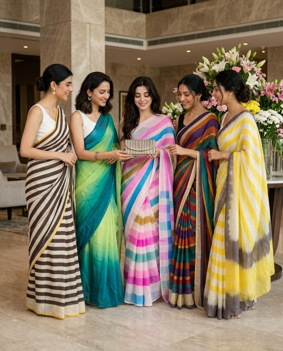Wear And Wow Catalog | Export Quality Striped Saree Collection | Wholesale Pack