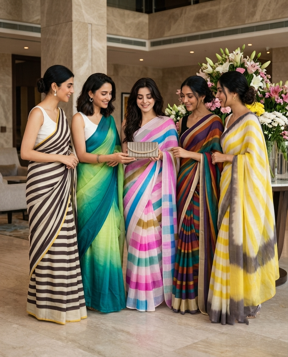 Wear And Wow Catalog | Export Quality Striped Saree Collection | Wholesale Pack