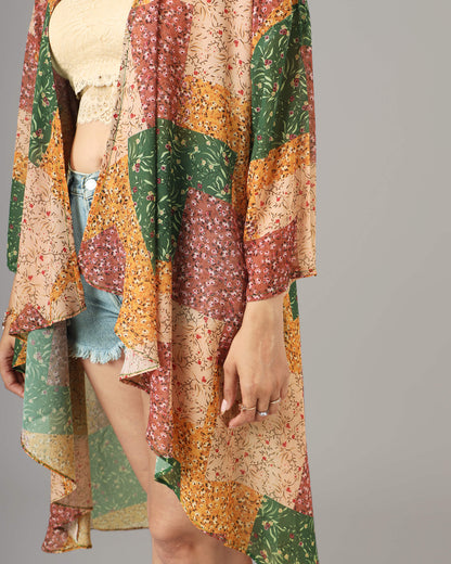 Exclusive Colour Block Waterfall Shrug For Women