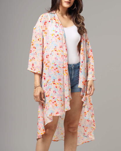 Trendy Tye And Dye Waterfall Shrug For Women