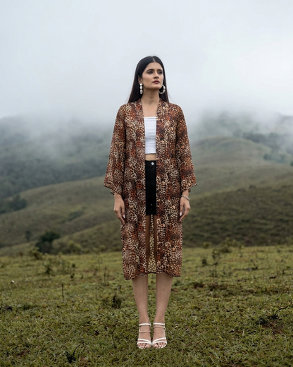 Leopard Print Kimono Shrug For Women