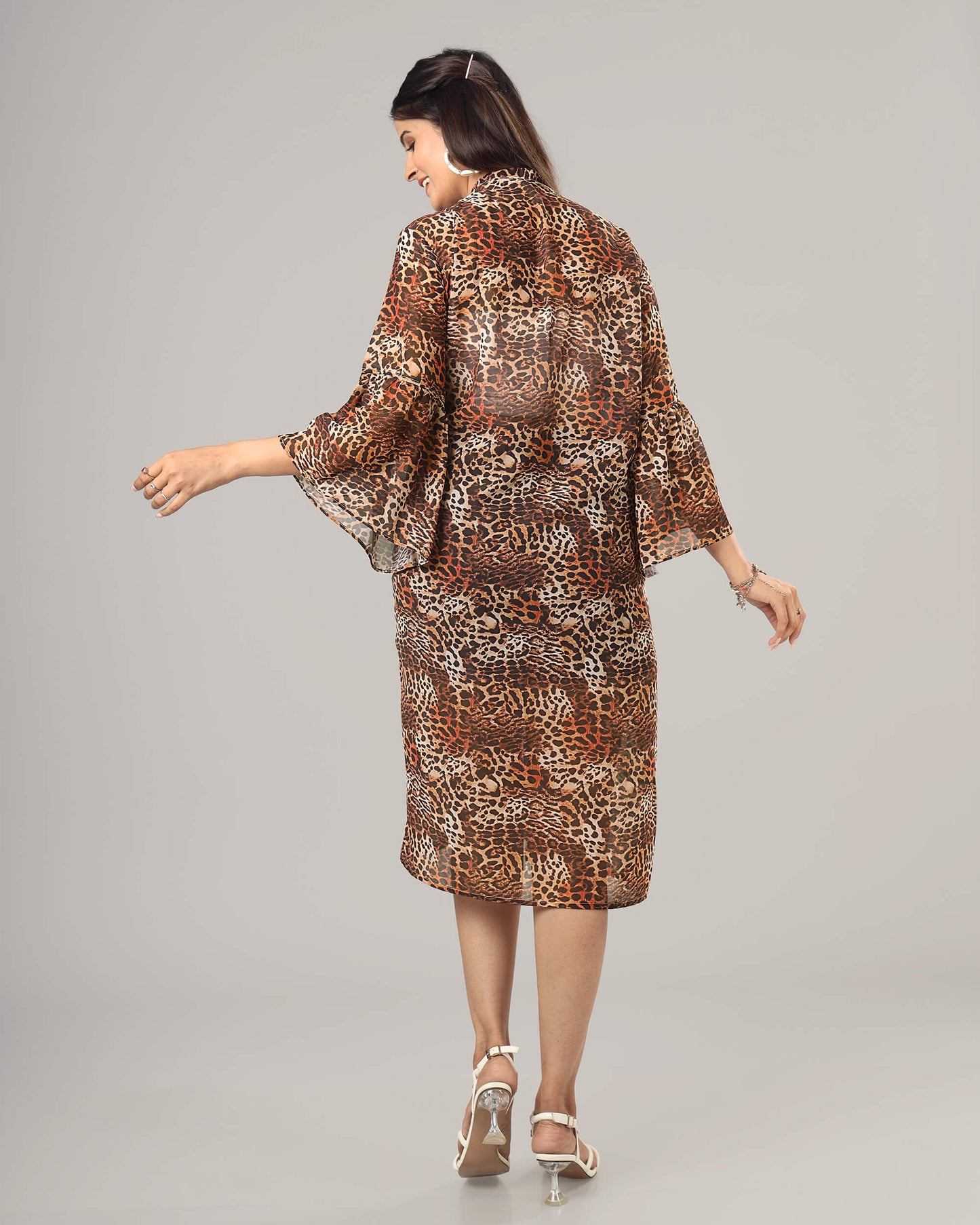 Leopard Print Kimono Shrug For Women
