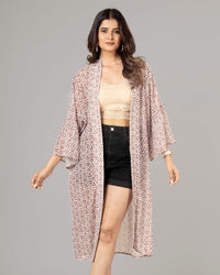 Classy Geometric Kimono Shrug For Women
