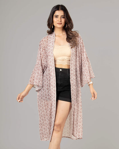 Classy Geometric Kimono Shrug For Women