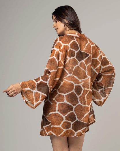 Leopard Print Kimono Shrug For Women