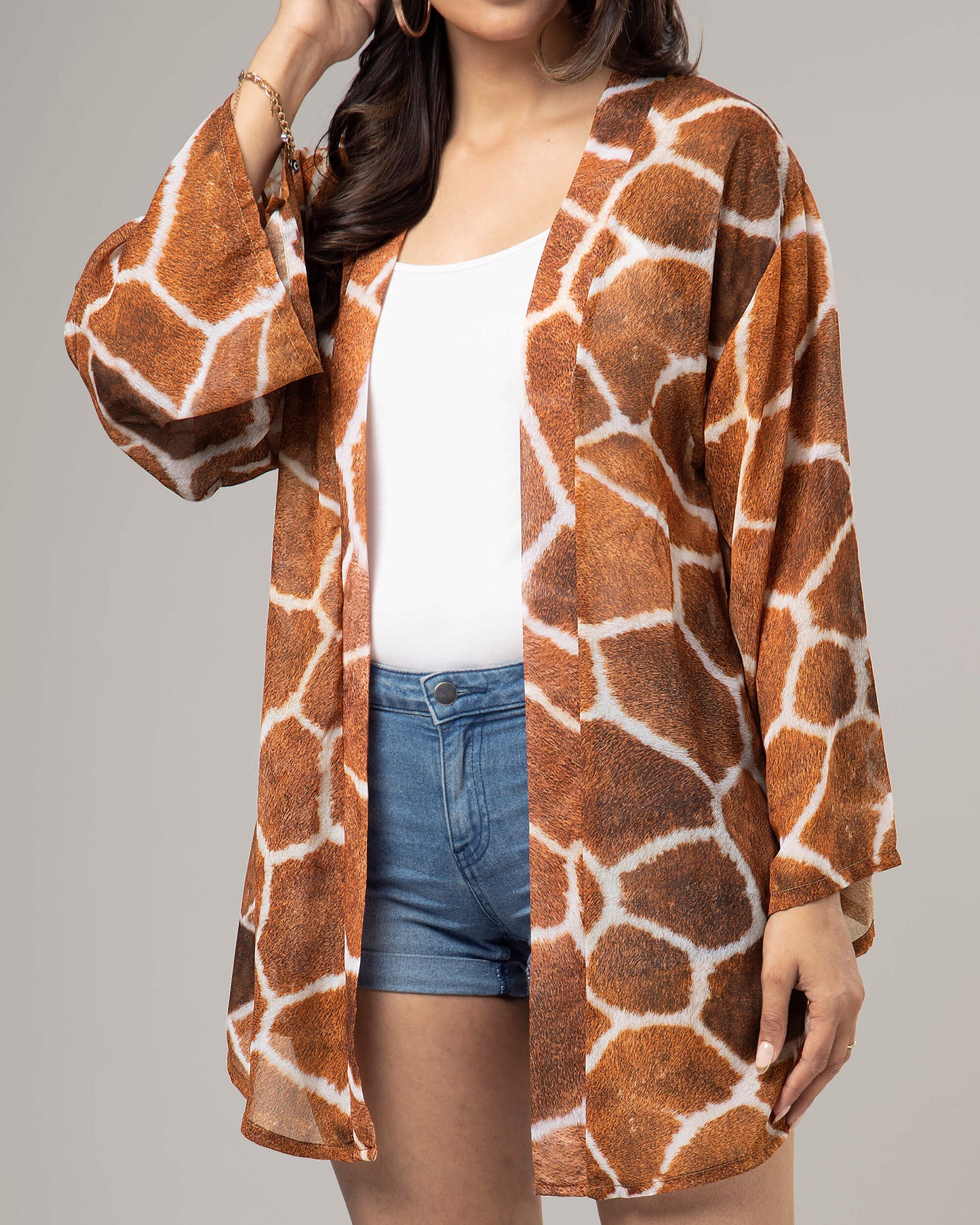 Leopard Print Kimono Shrug For Women