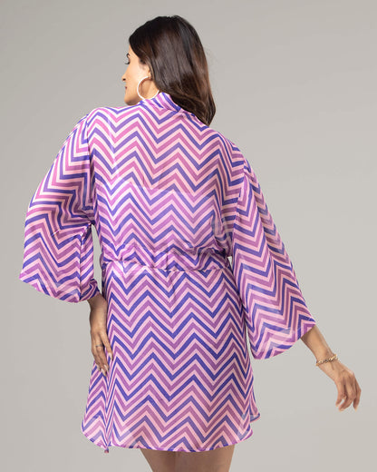 Exclusive Chevron Tie Belt Shrug For Women