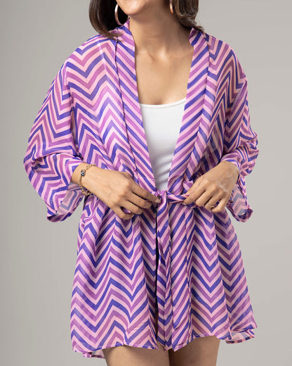 Exclusive Chevron Tie Belt Shrug For Women