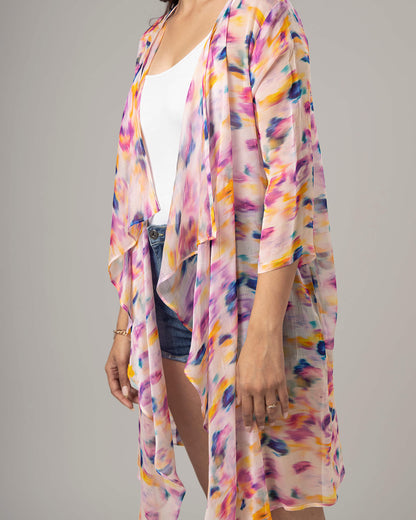 Lovely Tye And Dye Waterfall Shrug For Women